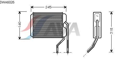 Permutador de calor, aquecimento do habitáculo DWA6026