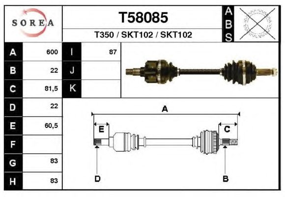 Arbre de transmission T58085