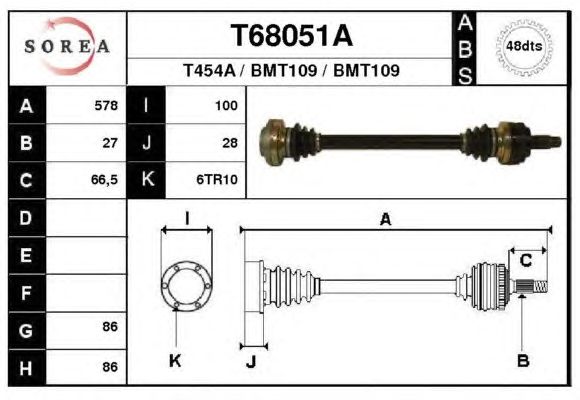 Arbre de transmission T68051A