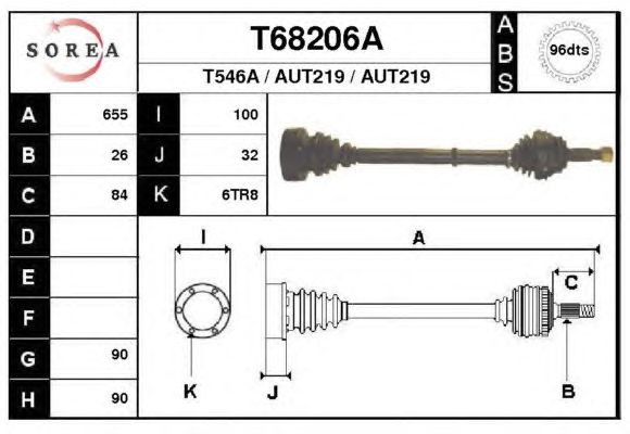 Άξονας μετάδοσης κίνησης T68206A