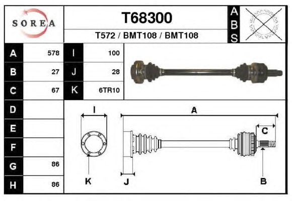 Arbre de transmission T68300