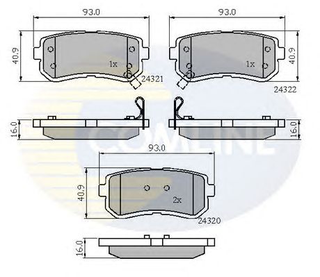Комплект тормозных колодок, дисковый тормоз CBP32016