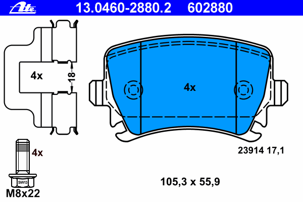 Kit de plaquettes de frein, frein à disque 13.0460-2880.2