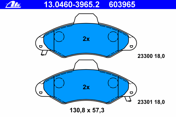 Комплект тормозных колодок, дисковый тормоз 13.0460-3965.2