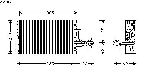Evaporator, air conditioning VWV186
