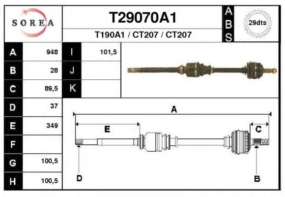 Veio de transmissão T29070A1