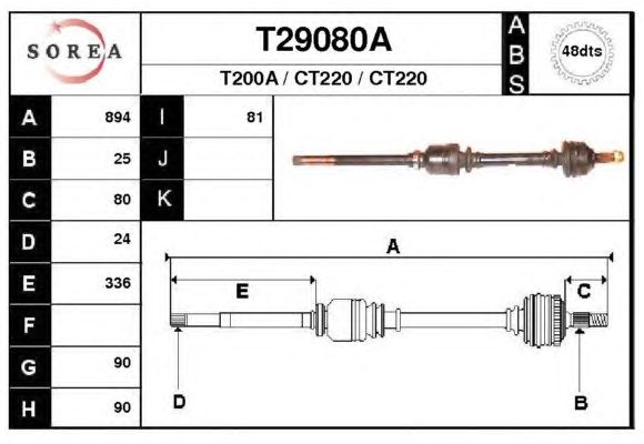 Aandrijfas T29080A