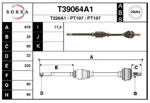 Veio de transmissão T39064A1