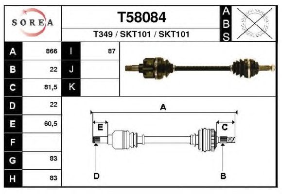 Arbre de transmission T58084