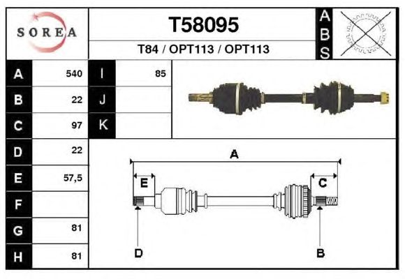 Aandrijfas T58095