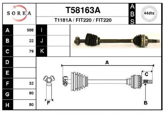 Arbre de transmission T58163A