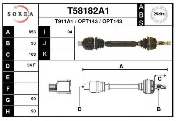 Aandrijfas T58182A1
