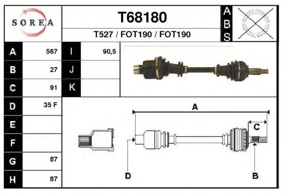 Arbre de transmission T68180