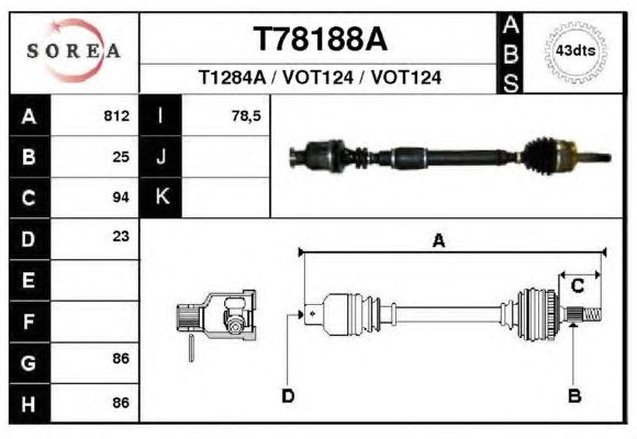 Arbre de transmission T78188A
