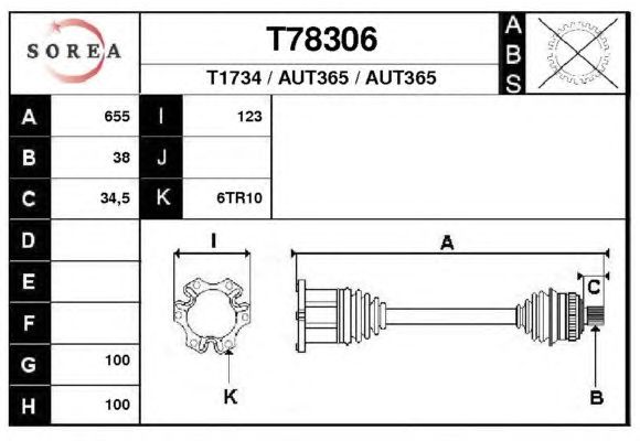 Arbre de transmission T78306
