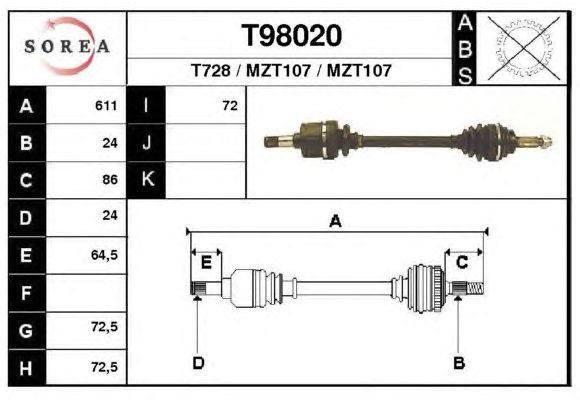 Veio de transmissão T98020