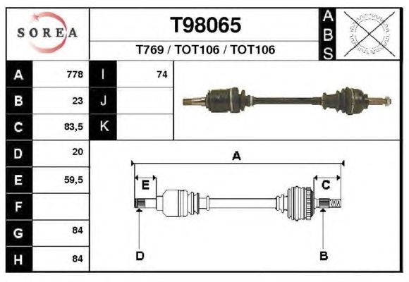 Aandrijfas T98065
