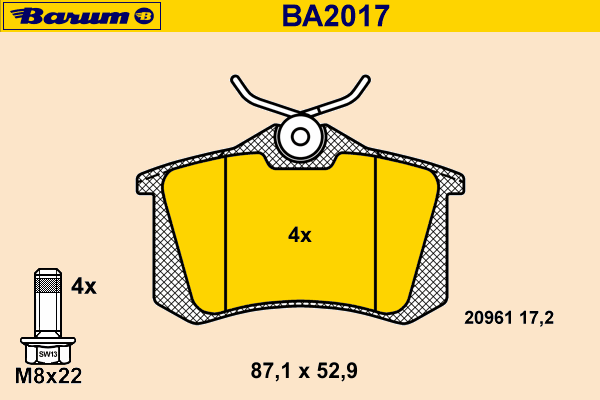 Bremsbelagsatz, Scheibenbremse BA2017