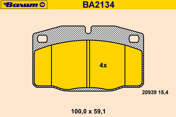 Комплект тормозных колодок, дисковый тормоз BA2134