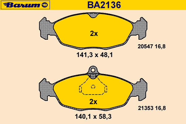 Bremsbelagsatz, Scheibenbremse BA2136