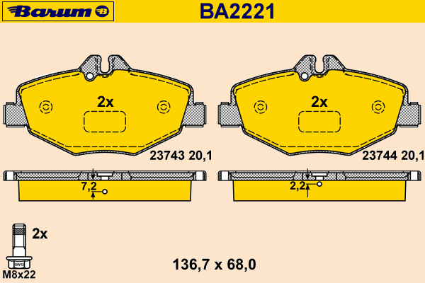 Brake Pad Set, disc brake BA2221