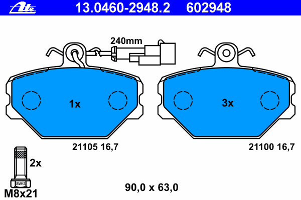 Brake Pad Set, disc brake 13.0460-2948.2