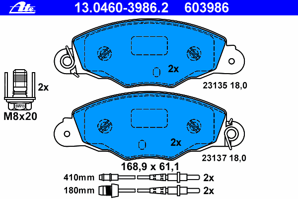 Brake Pad Set, disc brake 13.0460-3986.2