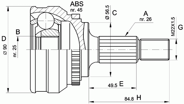 Шарнирный комплект, приводной вал CVJ5217.10