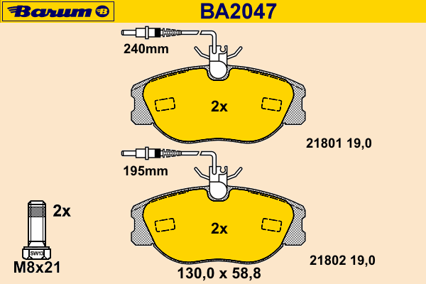 Bremsbelagsatz, Scheibenbremse BA2047