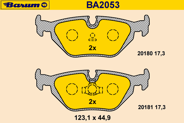 Комплект тормозных колодок, дисковый тормоз BA2053