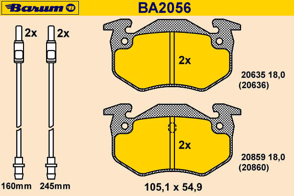 Bremsebelegg sett, skivebremse BA2056