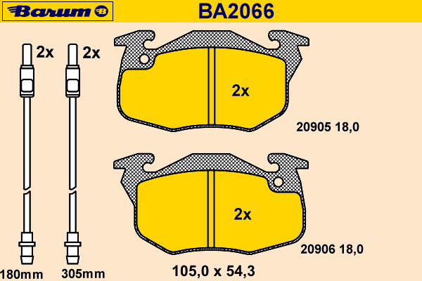 Комплект тормозных колодок, дисковый тормоз BA2066