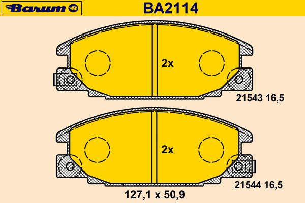 Bremsebelegg sett, skivebremse BA2114
