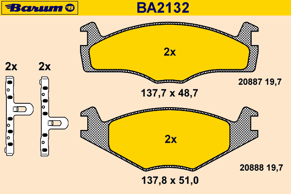 Bremsebelegg sett, skivebremse BA2132