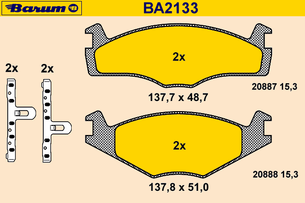 Bremsebelegg sett, skivebremse BA2133