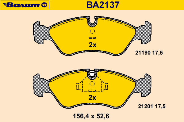 Комплект тормозных колодок, дисковый тормоз BA2137