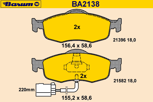 Комплект тормозных колодок, дисковый тормоз BA2138