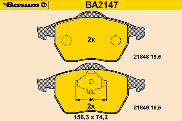 Bremsebelegg sett, skivebremse BA2147