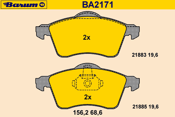 Комплект тормозных колодок, дисковый тормоз BA2171