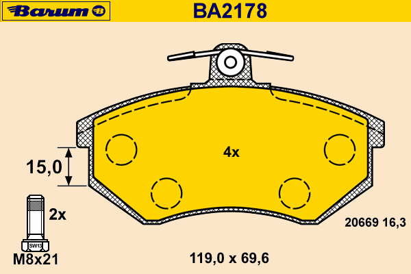 Bremsbelagsatz, Scheibenbremse BA2178