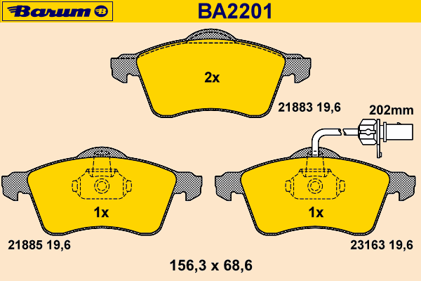 Bremsebelegg sett, skivebremse BA2201