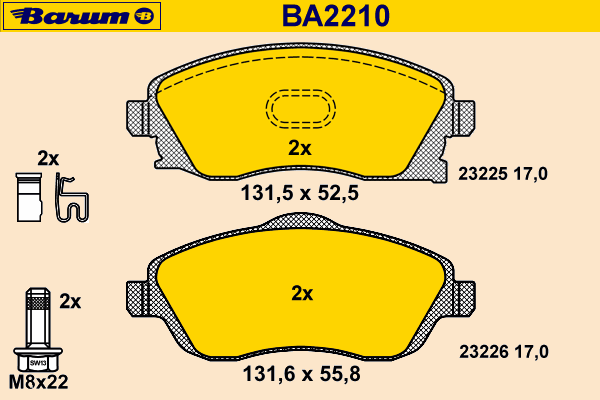 Bremsbelagsatz, Scheibenbremse BA2210