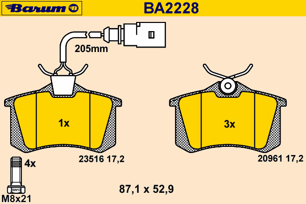 Bremsbelagsatz, Scheibenbremse BA2228