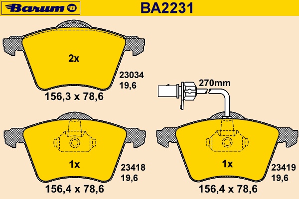 Bremsbelagsatz, Scheibenbremse BA2231