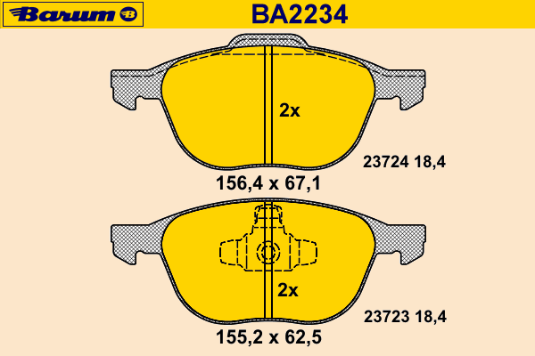 Комплект тормозных колодок, дисковый тормоз BA2234