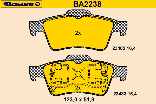 Комплект тормозных колодок, дисковый тормоз BA2238
