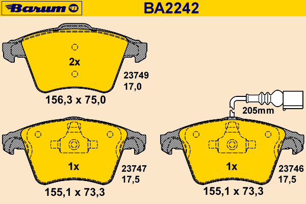 Brake Pad Set, disc brake BA2242