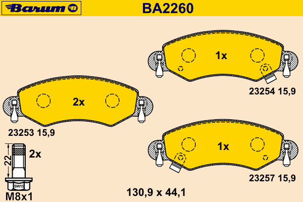 Brake Pad Set, disc brake BA2260