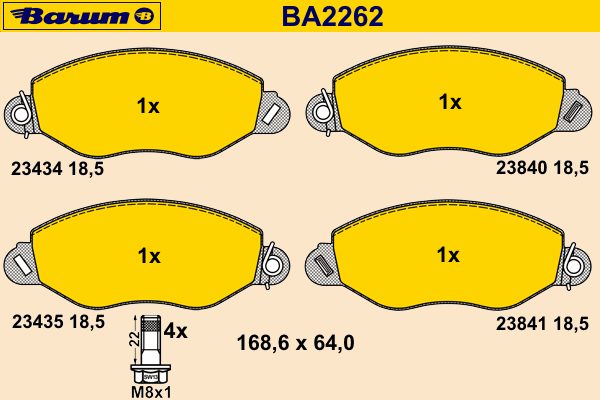 Bremsbelagsatz, Scheibenbremse BA2262