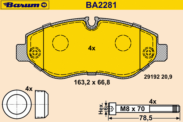 Bremsbelagsatz, Scheibenbremse BA2281